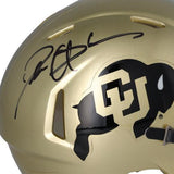 Deion Sanders Colorado Buffalos Signed Riddell Gold Speed Mini Helmet