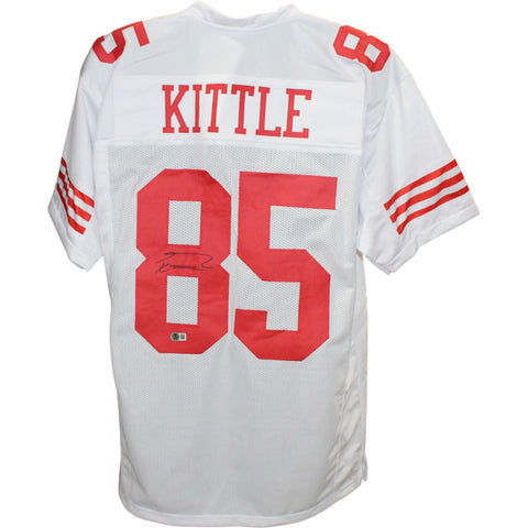 George Kittle Autographed/Signed Pro Style XL White Jersey Beckett Witness 49875