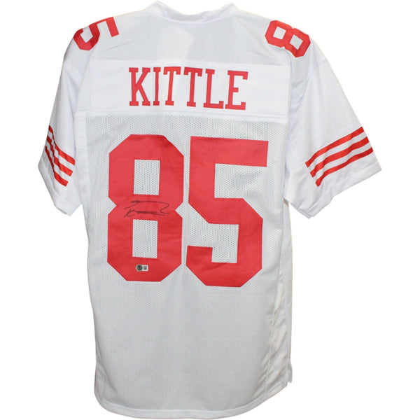 George Kittle Autographed/Signed Pro Style XL White Jersey Beckett Witness 49875