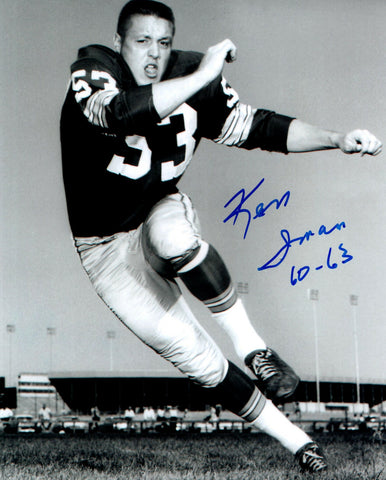 Packers Center KEN IMAN (d) Signed 8x10 Photo #1 AUTO ~ 1961 & 62 NFL Champ