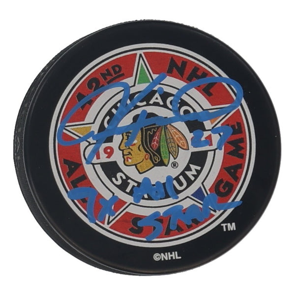 Jeremy Roenick Signed Blackhawks 1991 All-Star Game Logo Hockey Puck (Beckett)