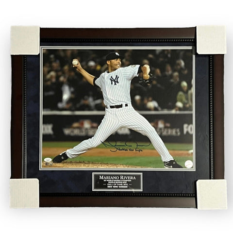Mariano Rivera Signed Autographed 16x20 Inscribed Photograph Framed to 20x24 JSA