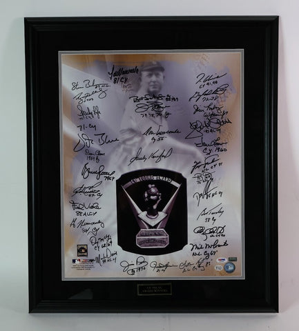 Cy Young Award Winner Multiple Autographs With Koufax 16x20 Photo Framed PSA LOA