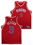 76ers Allen Iverson Signed Red Nike Jordan Swingman Jersey JSA #AU78385