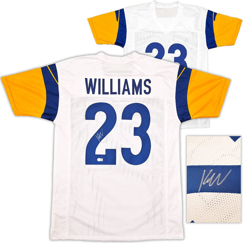 LOS ANGELES RAMS KYREN WILLIAMS AUTOGRAPHED WHITE JERSEY BECKETT BAS QR 243020