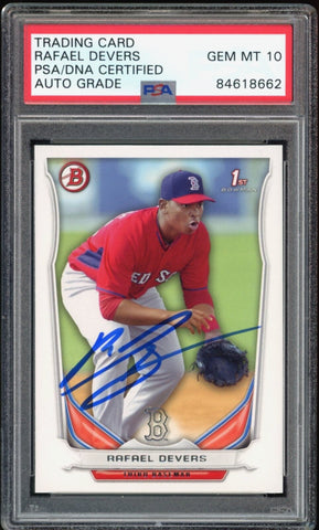 2014 Bowman Top Prospects #TP37 Rafael Devers RC Rookie PSA/DNA Auto GEM MINT 10