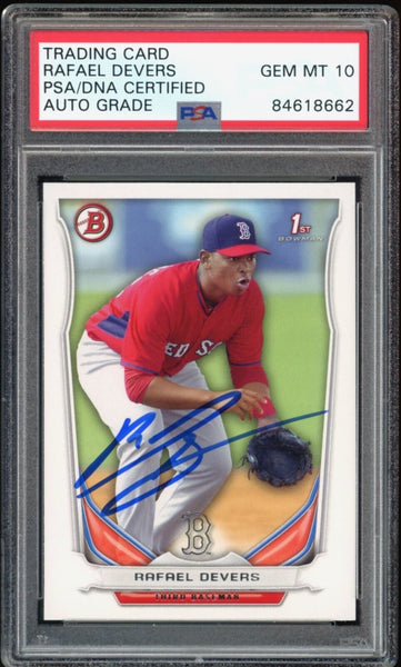 2014 Bowman Top Prospects #TP37 Rafael Devers RC Rookie PSA/DNA Auto GEM MINT 10