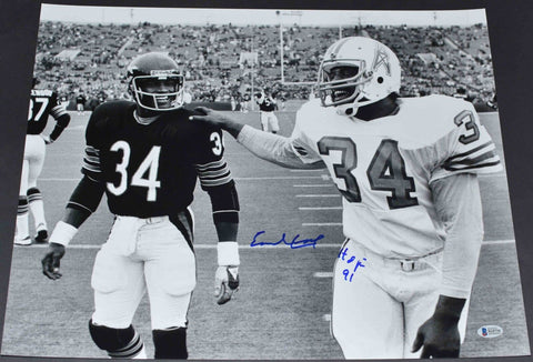EARL CAMPBELL SIGNED AUTOGRAPHED HOUSTON OILERS 16x20 PHOTO W/ WALTER PAYTON