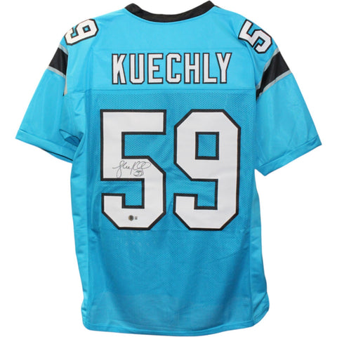 Luke Kuechly Autographed Pro Style Blue Sz XL Jersey Beckett Witness 20510