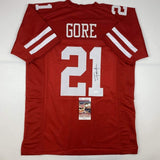 Autographed/Signed FRANK GORE San Francisco Red Jersey JSA COA Auto