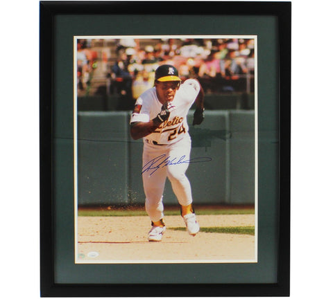 Rickey Henderson Signed Oakland Athletics Framed 16x20 Running MLB Photo