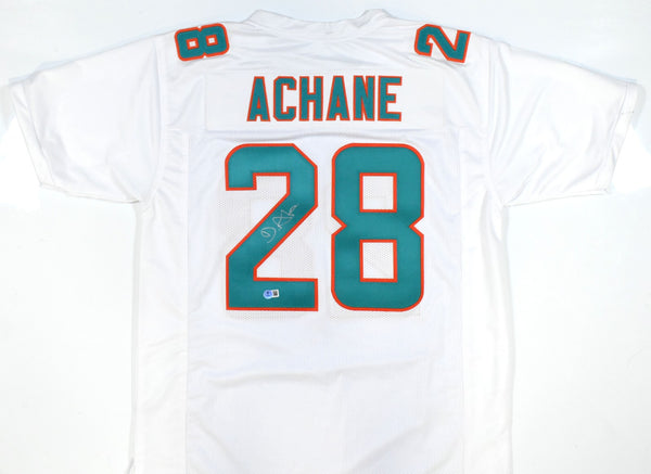 De'Von Achane Autographed White Pro Style Jersey - Beckett W Hologram *Silver