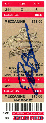 Deion Sanders Signed Cincinnati Reds 6/16/1997 @ Indians Ticket BAS 37170