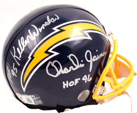 Charlie Joiner Kellen Winslow Signed Chargers Mini Helmet w/ HOF- Beckett W Holo