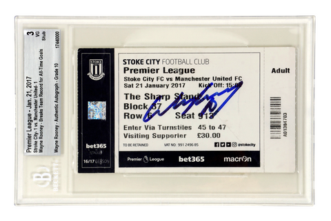 Wayne Rooney Signed 2017 Breaks All Time Goal Record Match Ticket - BGS 3