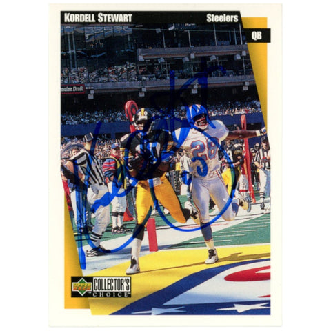 Kordell Stewart Autographed 97 UD Choice Team Set P17 Trading Card Beckett 52826