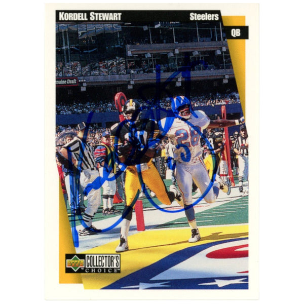 Kordell Stewart Autographed 97 UD Choice Team Set P17 Trading Card Beckett 52826