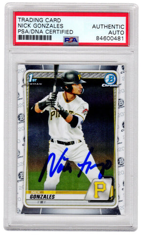 Nick Gonzales Autographed Pirates 2020 Topps Bowman Chrome RC Card (PSA)