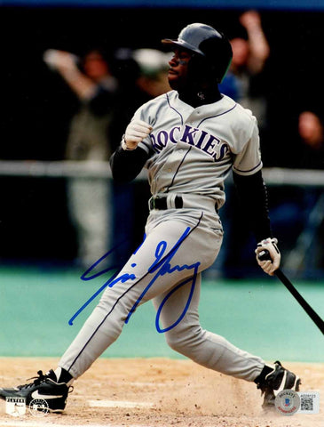 Eric Young Autographed/Signed Colorado Rockies 8x10 Photo Beckett 50396