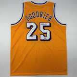 Autographed/Signed Gail Goodrich Los Angeles LA Yellow Jersey Beckett BAS COA