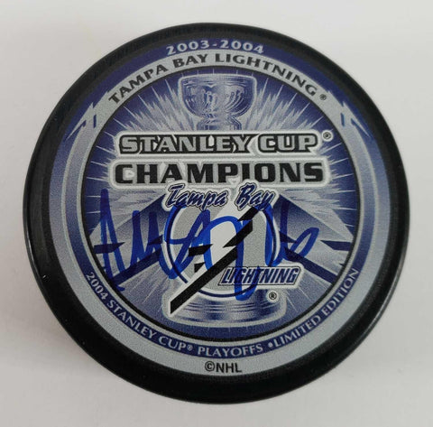 Martin St. Louis Signed Tampa Bay Lightning Stanley Cup Champions Puck (JSA COA)