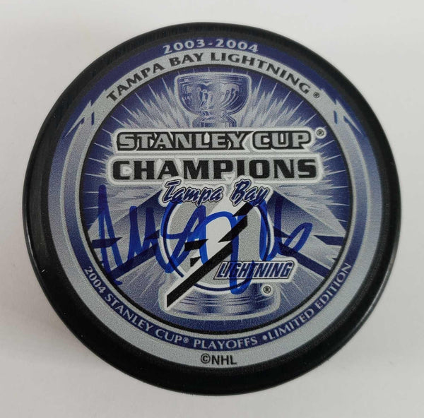 Martin St. Louis Signed Tampa Bay Lightning Stanley Cup Champions Puck (JSA COA)