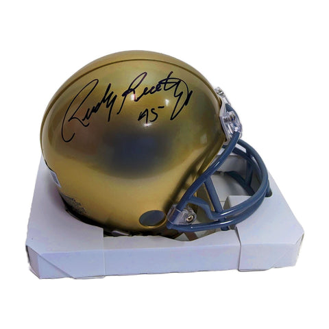 Rudy Ruettiger Autographed Notre Dame VSR4 Mini Helmet - BAS