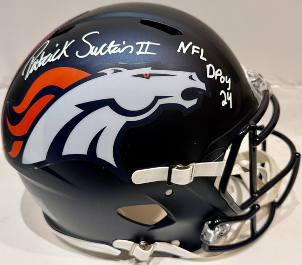 Patrick Surtain II Autographed, Inscribed Denver Broncos Navy Pro Helmet BAS COA