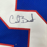 Autographed/Signed CARL BANKS New York Blue Football Jersey JSA COA Auto