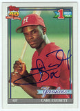 Carl Everett Signed Yankees 1991 Topps Rookie Baseball Card #113 -(SCHWARTZ COA)