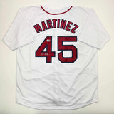 Autographed/Signed Pedro Martinez Boston White Baseball Jersey Beckett BAS COA
