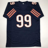 Autographed/Signed DAN HAMPTON HOF 2002 Chicago Blue Football Jersey JSA COA