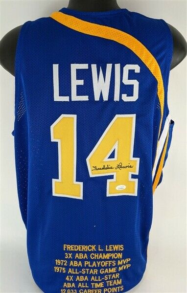 Freddie Lewis Signed Indiana Pacers Jersey (JSA COA) 3xABA Champion Point Guard