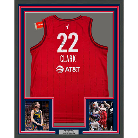 Framed Autographed/Signed Caitlin Clark 35x39 Indiana Red Jersey PSA COA
