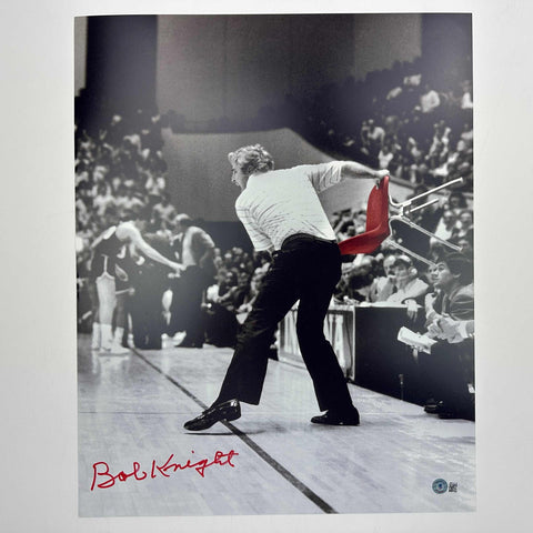 Autographed/Signed Bobby Bob Knight Chair Throw Indiana 16x20 Photo Beckett COA