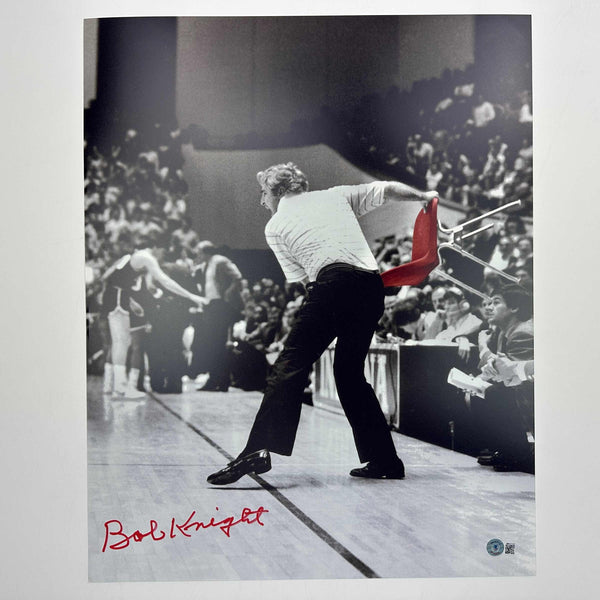Autographed/Signed Bobby Bob Knight Chair Throw Indiana 16x20 Photo Beckett COA