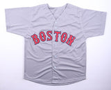 Johnny Damon Signed Boston Red Sox Gray Road Jersey (Beckett) 2004 Series Champ