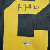 Framed Signed Kaleb Johnson 35x39 Pittsburgh Color Rush Jersey Beckett COA