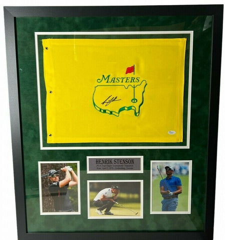 Henrik Stenson Signed 2018 Masters 26x30 Custom Framed Pin Flag Display (JSA)