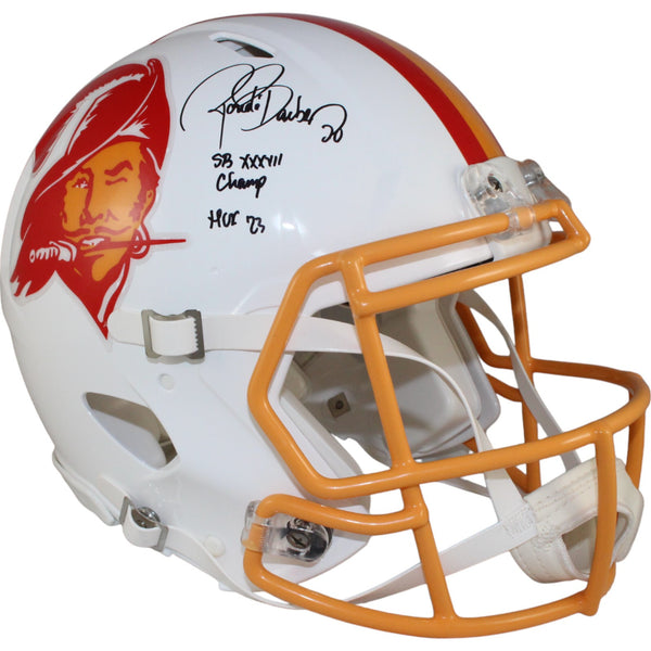 Ronde Barber Signed Tampa Bay Buccaneers Authentic TB Helmet 2 Insc BAS 49185