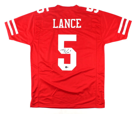 Trey Lance Signed 49ers Red Jersey (Beckett) San Francisco 2021 #1 Draft Pick