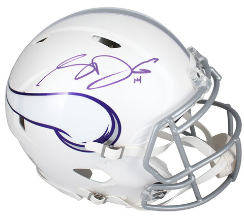 Sam Darnold Autographed Vikings White 2024 Alt. Speed Authentic Helmet Fanatics