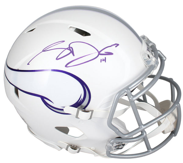 Sam Darnold Autographed Vikings White 2024 Alt. Speed Authentic Helmet Fanatics