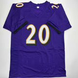 Autographed/Signed Ed Reed Baltimore Purple Football Jersey Beckett BAS COA