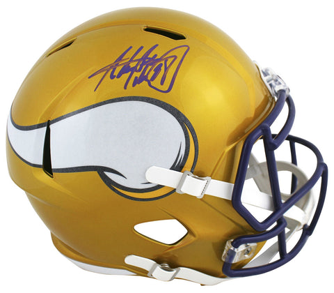 Vikings Adrian Peterson Signed Flash Full Size Speed Rep Helmet BAS Witnessed