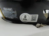 Rocky Bleier HOF Signed/Inscr Black Mini Helmet Steelers Beckett Witness 191560