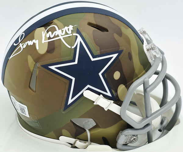 Tony Dorsett Autographed Cowboys Camo Brown Speed Mini Helmet Beckett WY84410