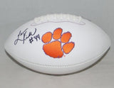 LEVON KIRKLAND SIGNED AUTOGRAPHED CLEMSON TIGERS WHITE LOGO FOOTBALL JSA