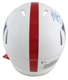 Giants Michael Strahan "HOF 14" Signed Flat White F/S Speed Proline Helmet BAS