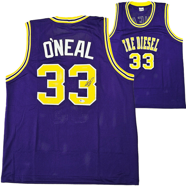 LSU SHAQUILLE SHAQ O'NEAL AUTOGRAPHED PURPLE JERSEY BECKETT WITNESS 215767